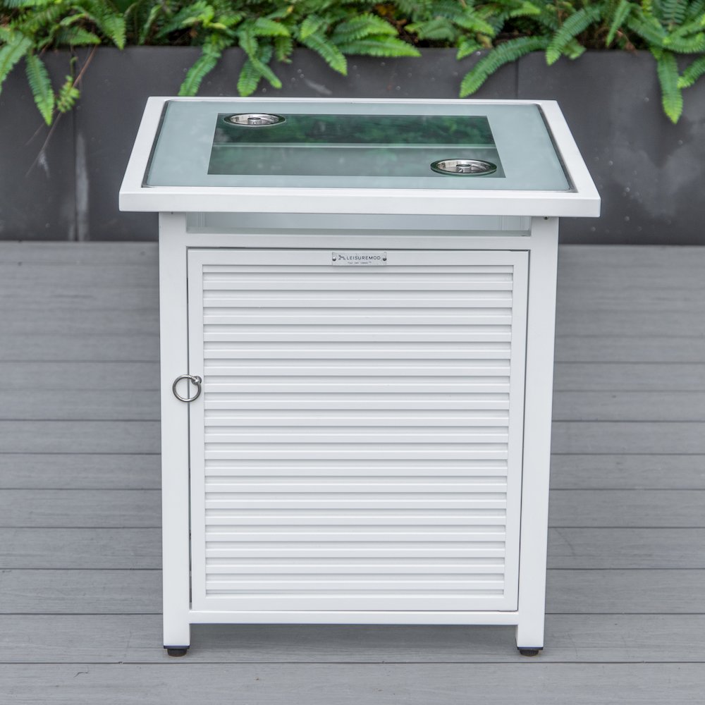 Walbrooke White Patio Square Tank Holder with Slats Design in White. Picture 10
