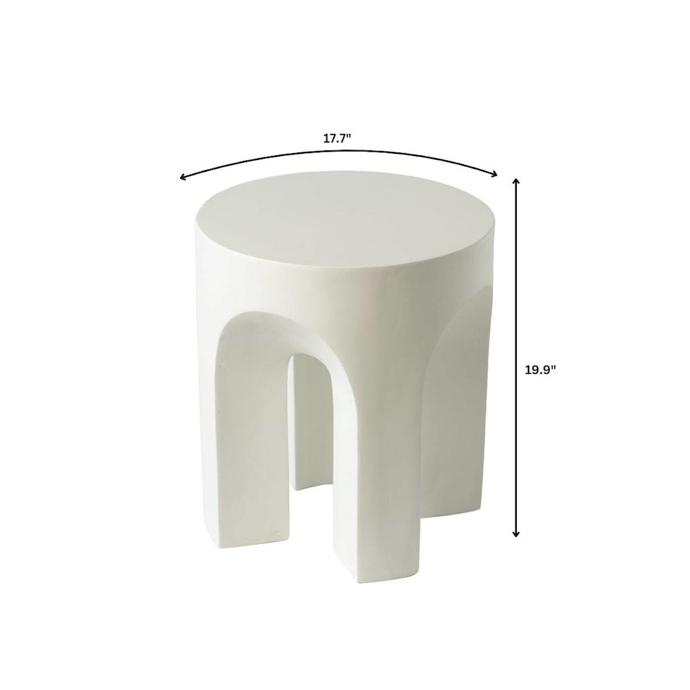 Crus Collection Fiberglass Outdoor Side Table in White. Picture 14