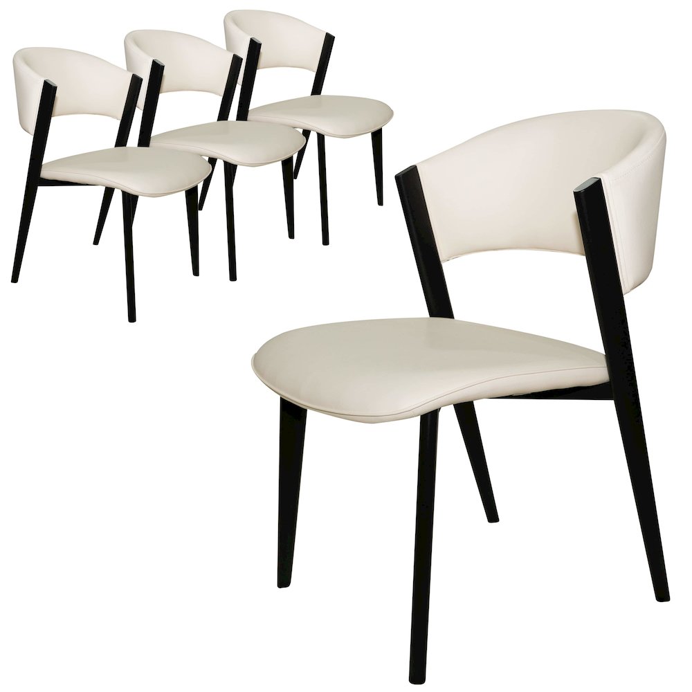 Aspen Collection Modern Dining Chair Black Frame in White Set of 4. Picture 2