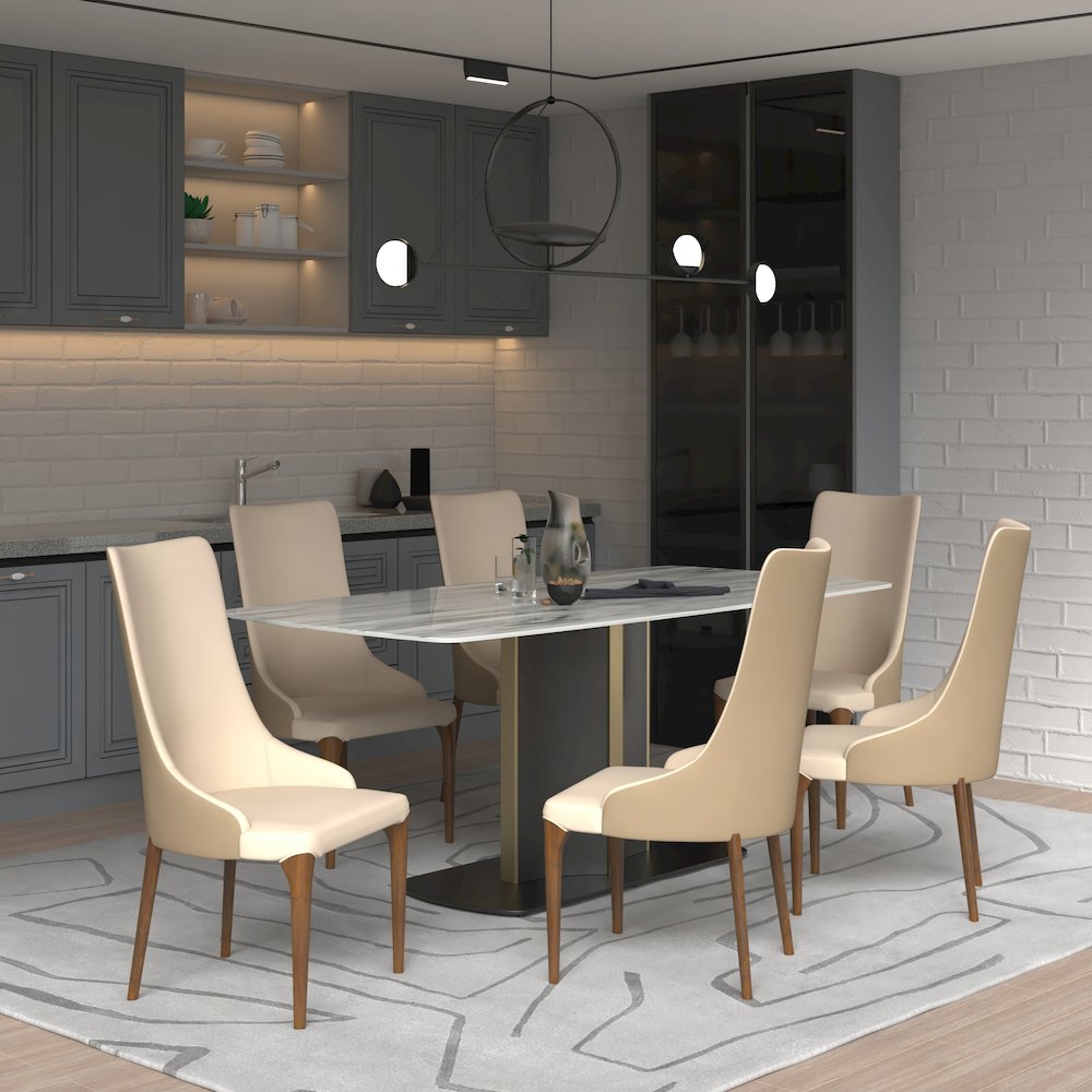 Elm Collection Modern Wooden Dining Chair In Toupe. Picture 7