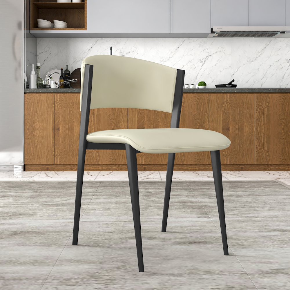 Aspen Collection Modern Dining Chair Black Frame in Light Grey Set of 4. Picture 3