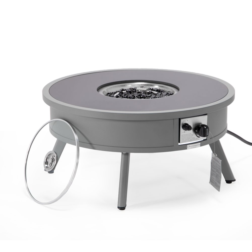 Walbrooke Patio Round Fire Pit and Tank Holder in Grey. Picture 7