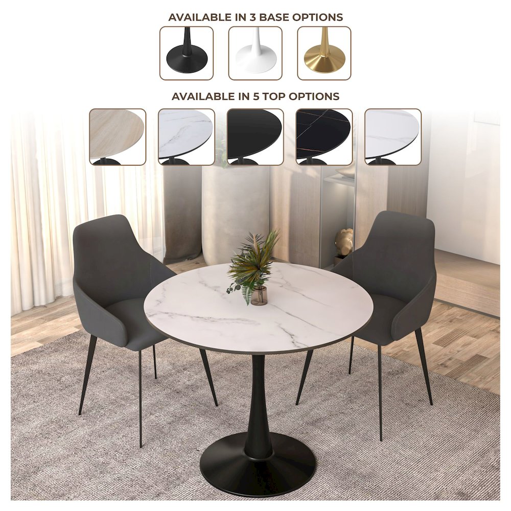 Bristol 31" round dining table Black base with marbled MDF top. Picture 13