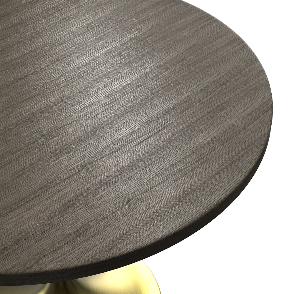 Verve 36" Round Dining Table, Brushed Gold Base with Dark Maple MDF Top. Picture 8