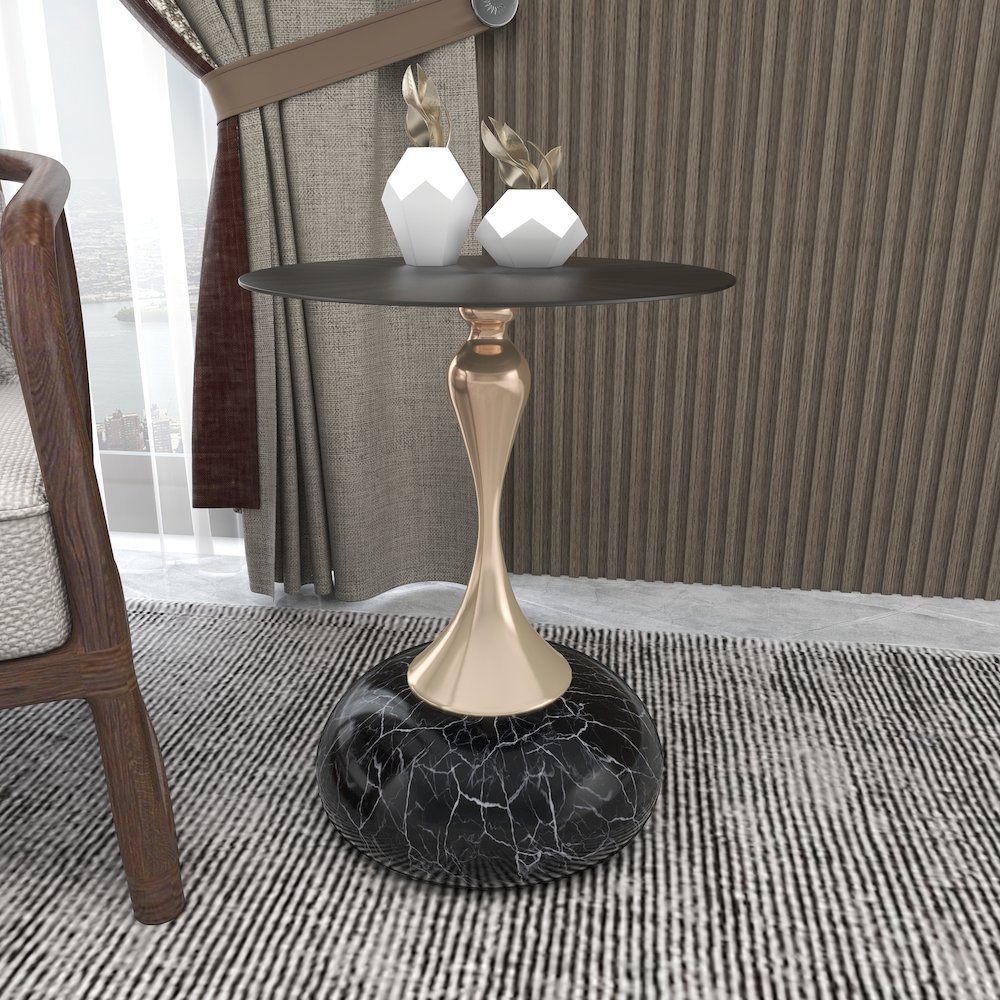 Savoy Collection Modern End Table In Stone Black. Picture 5