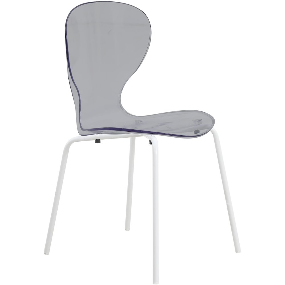 Modern Oyster Transparent Side Chair in White Base Set of 2. Picture 2