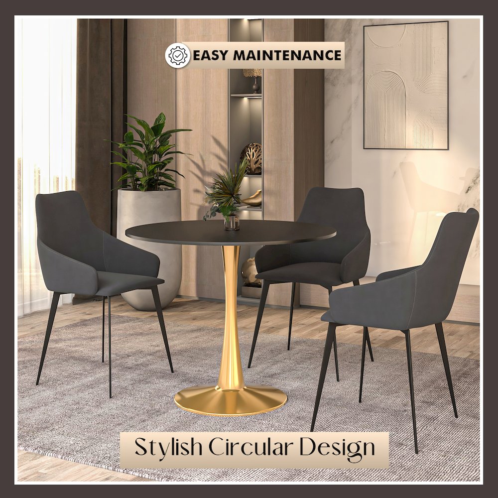Bristol 31" round dining table Gold Base With Black Top. Picture 19