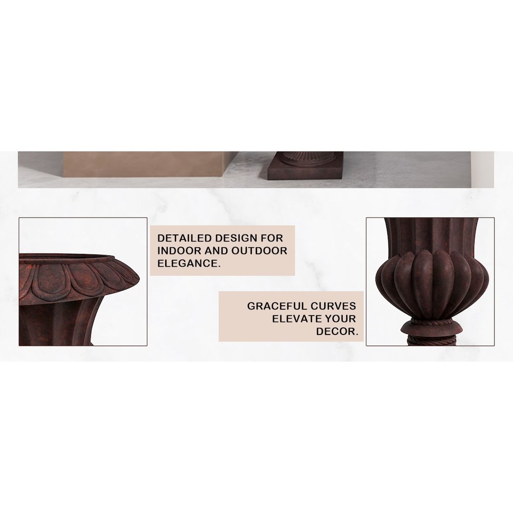 Lotus Series Poly Stone Planter in Brown, 20 Dia, 28 High. Picture 6