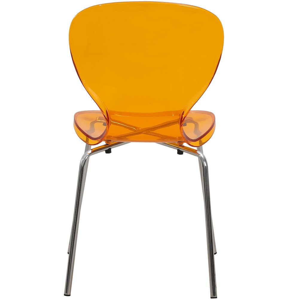 Modern Oyster Side Chair in Transparent Orange with Chromed Base Set of 2. Picture 10