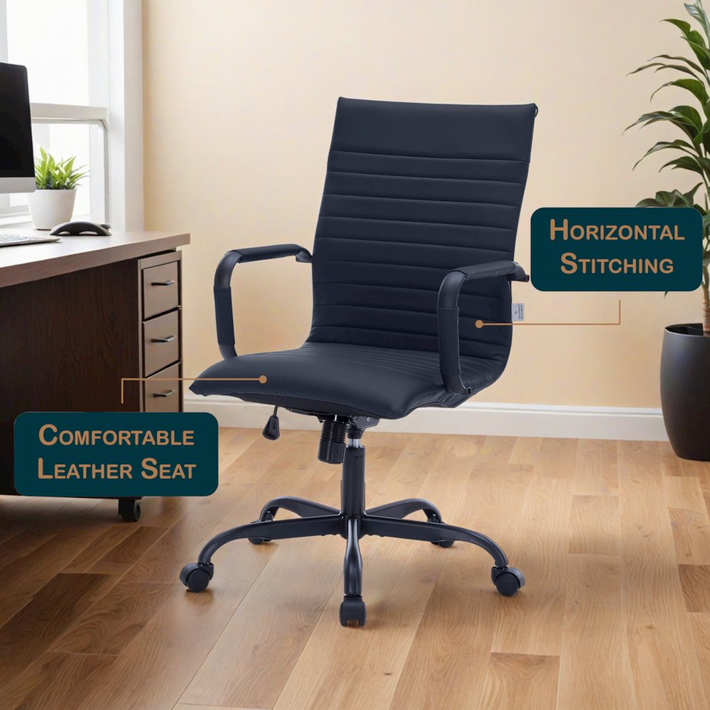 Harris Leather Home High-Back Office Chair in Black. Picture 11