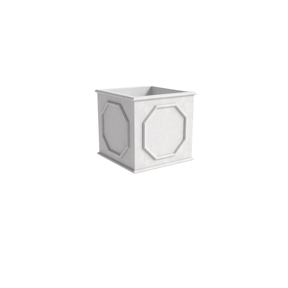 Sprout Series Cubic Fiber Stone Planter in White 8 Cube. Picture 3