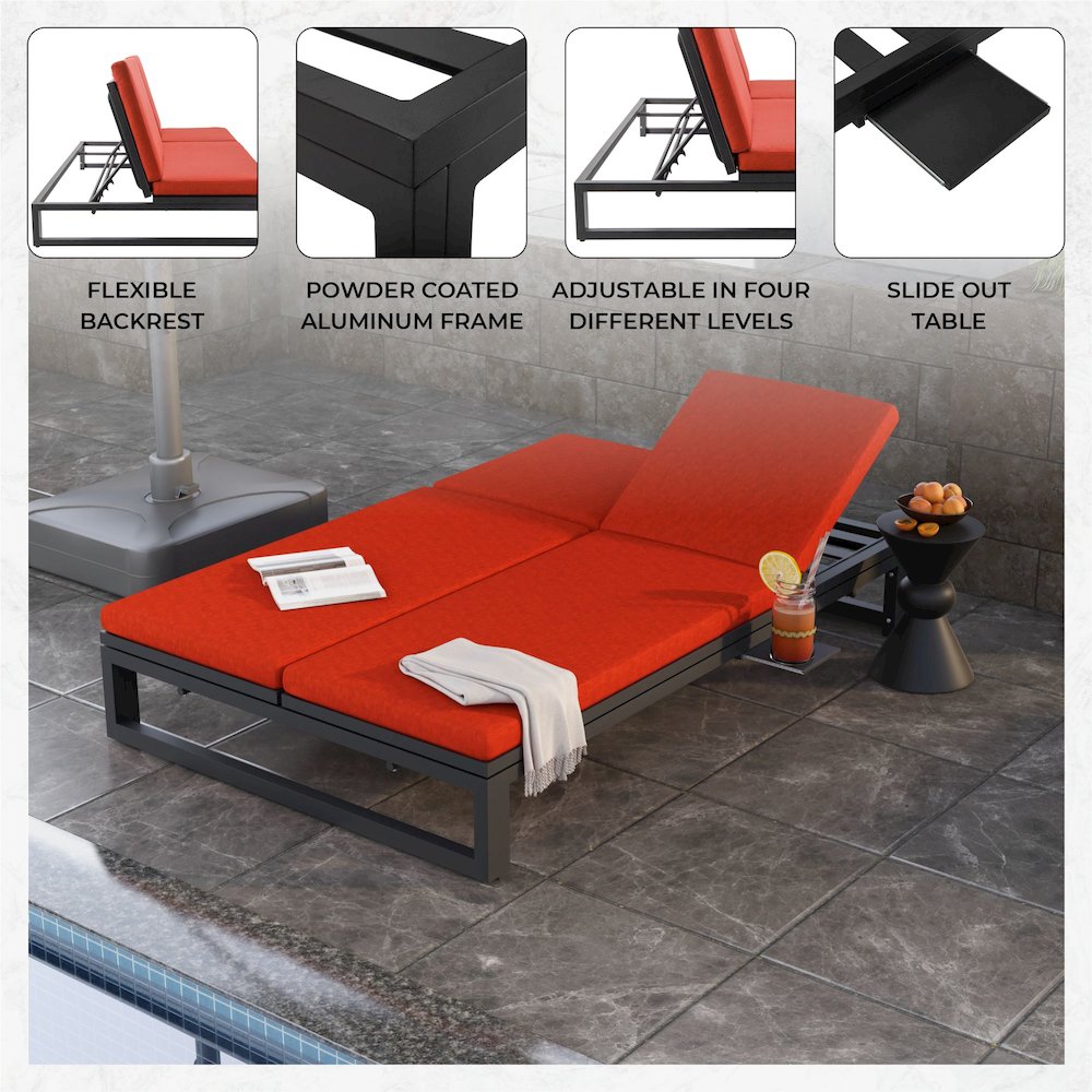 Chelsea Convertible Lounge Reclining Double Chaise With Cushions. Picture 10