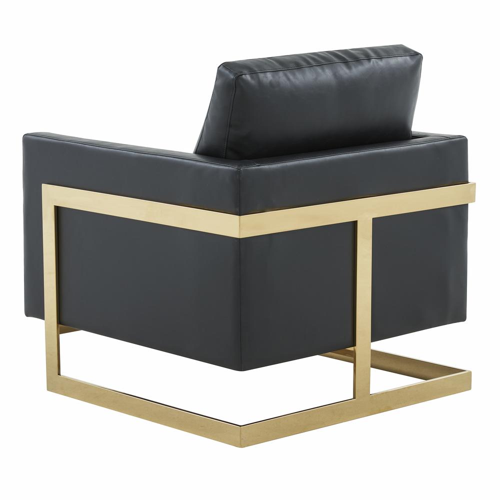 Leather Accent Armchair With Gold Frame. Picture 3