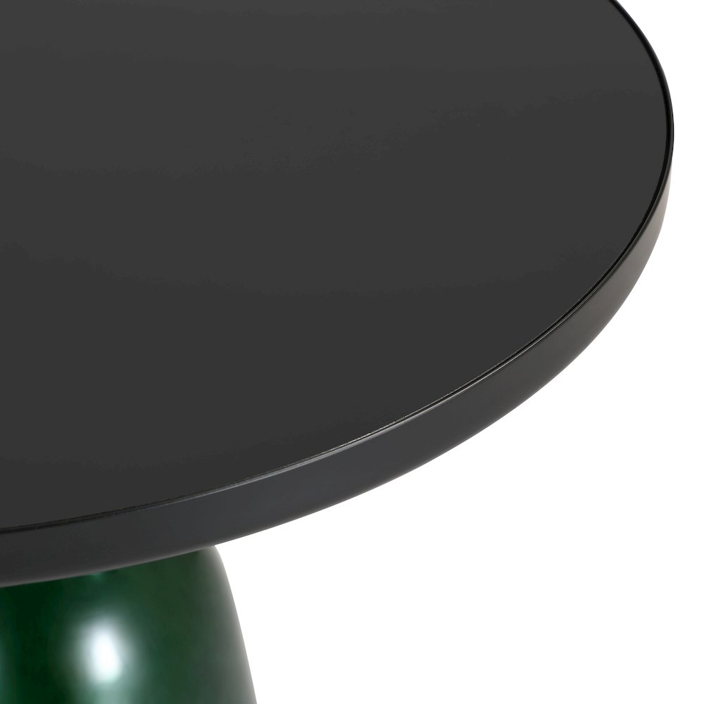 Tully Collection Glass side Table Green glass, Black Rim with Black Glass top. Picture 11