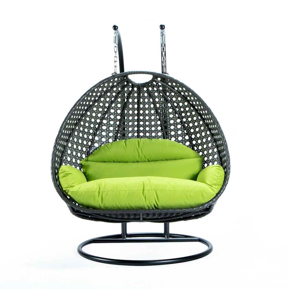 Charcoal Wicker Hanging 2 person Egg Swing Chair. Picture 9