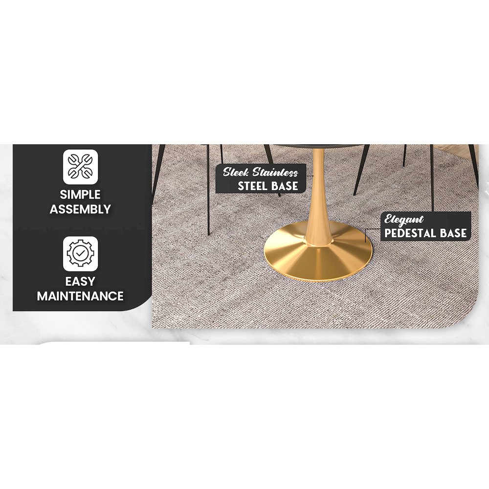Bristol 35" round dining table Gold base with Black Sintered stone Top. Picture 11