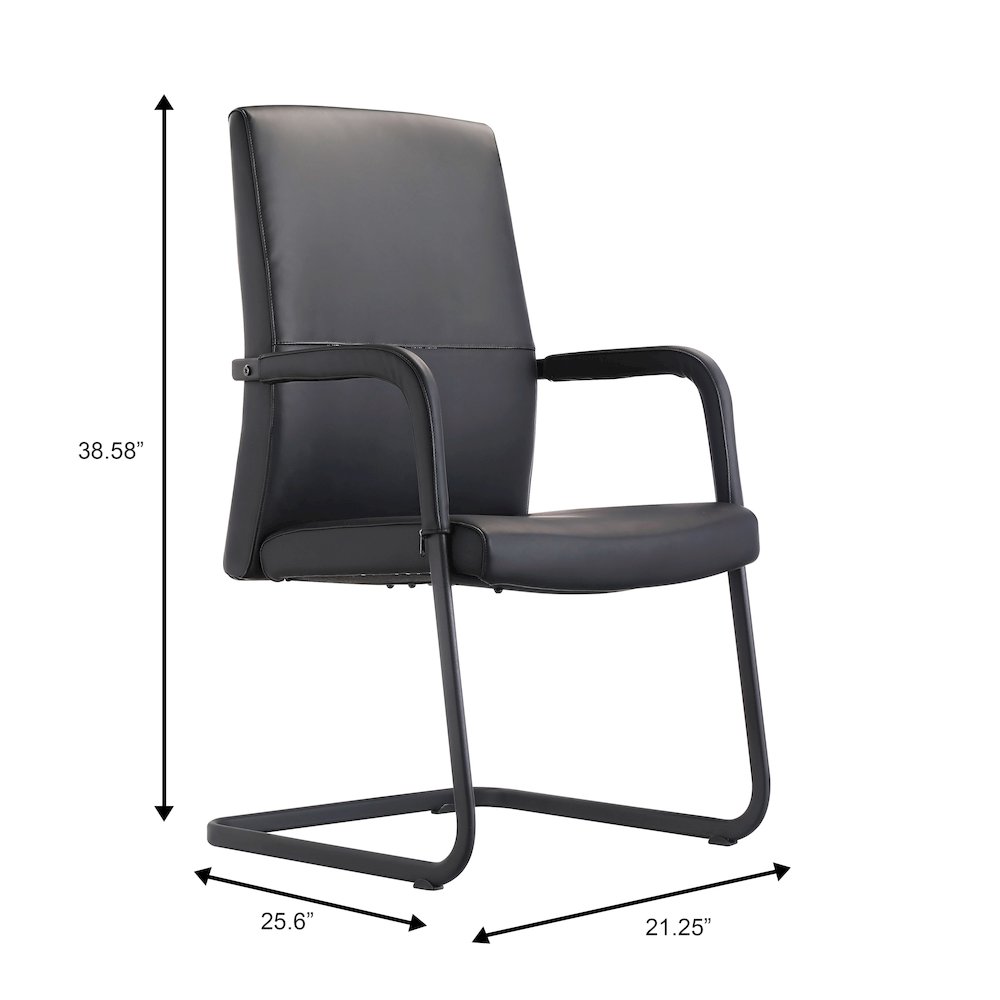 Evander Office Guest Chair in Black Leather. Picture 13