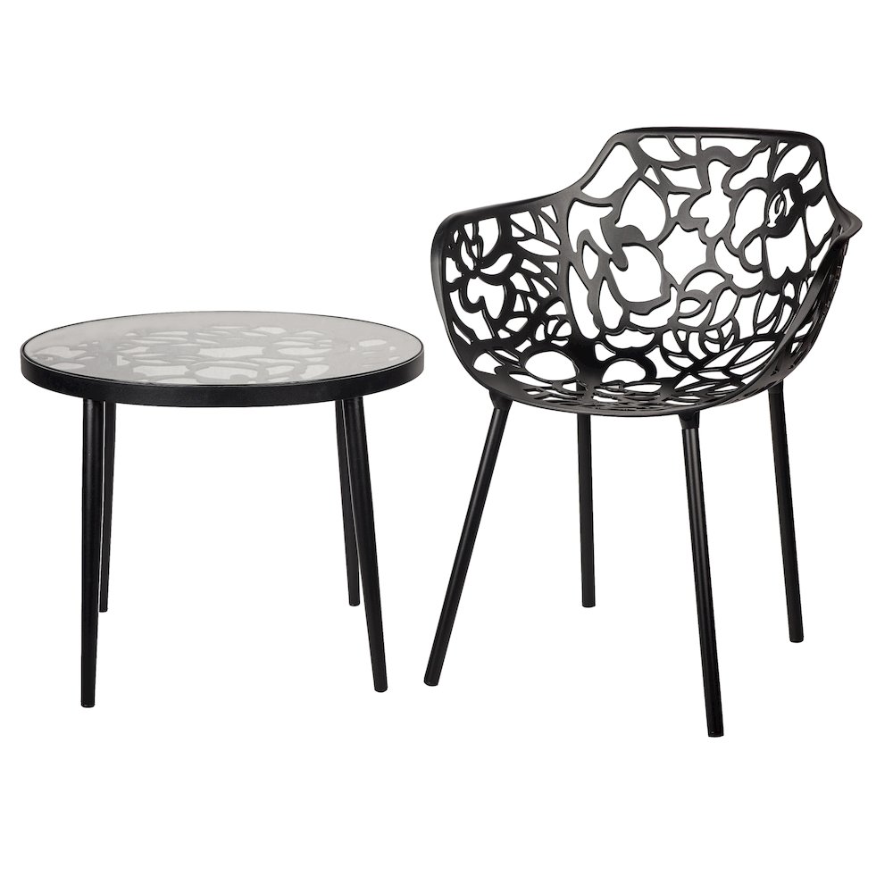 Devon Tree Design Glass Top Aluminum Base Indoor Outdoor End Table. Picture 3