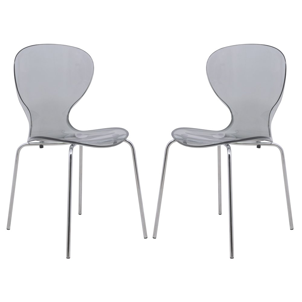 Modern Oyster Transparent Side Chair, Set of 2. Picture 2