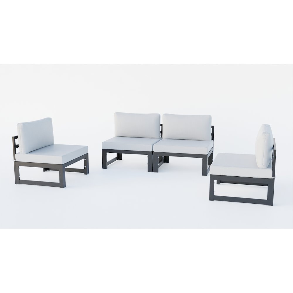Chelsea 4-Piece Middle Patio Chairs Black Aluminum With Cushions. Picture 6