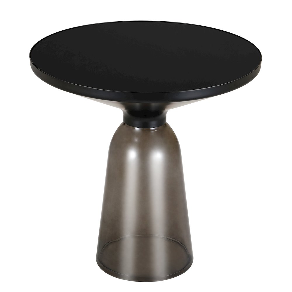 Tully Collection Glass side Table Grey glass, Black Rim with Black Glass top. Picture 2