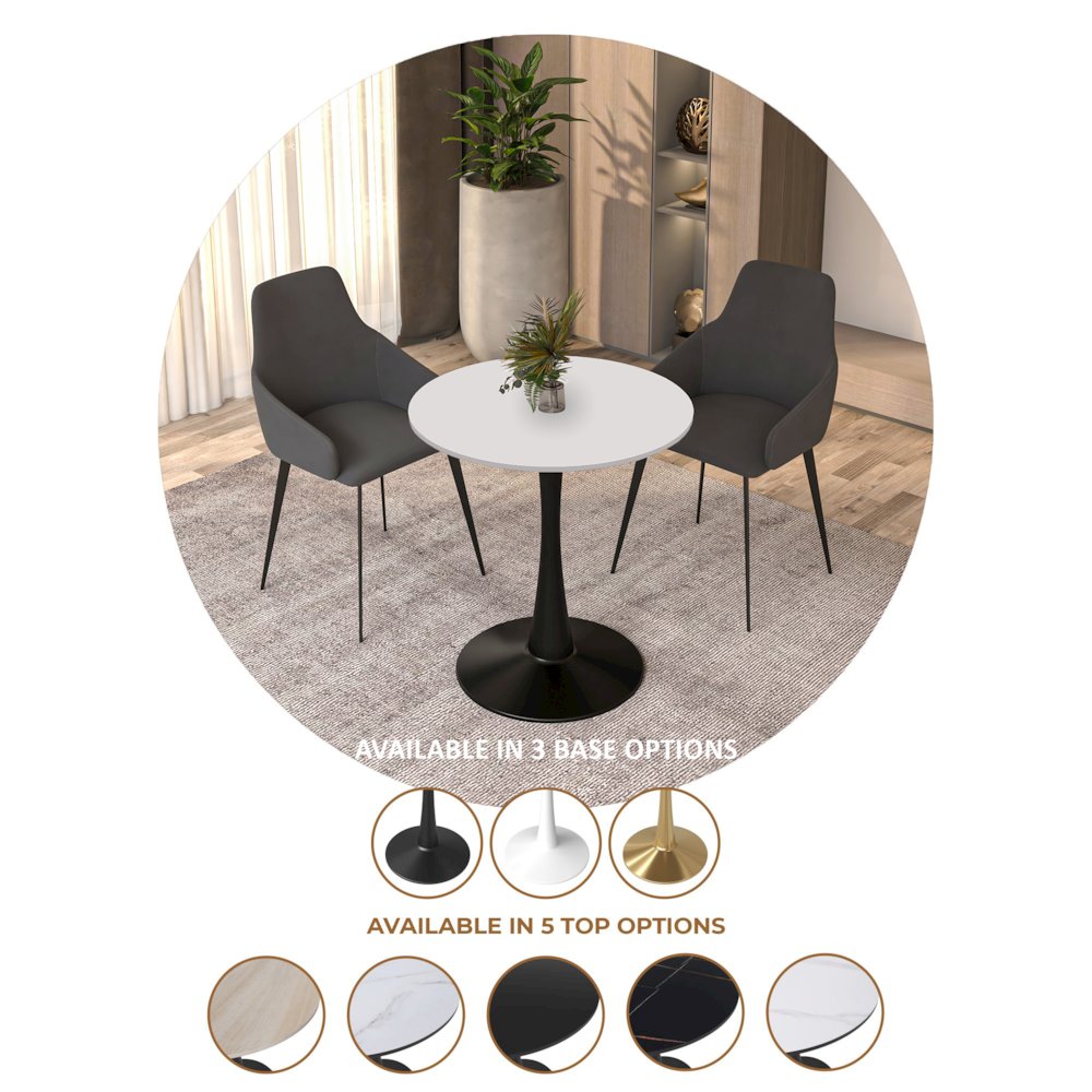 Leisyremod Bristol 27" Round Dining Table Black base with White top. Picture 22