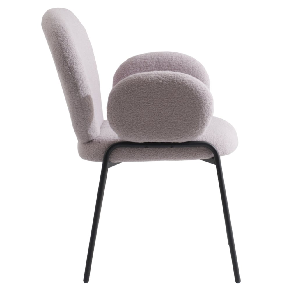 Celestial Series Boucle Dining Arm Chair, Black Frame with Grey Fabric Set of 2. Picture 2