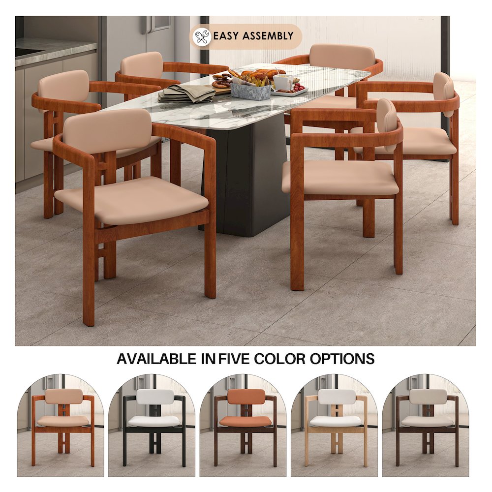 Velo Series Modern Dining Chair in Dark Natural Wood with Taupe Seat. Picture 4