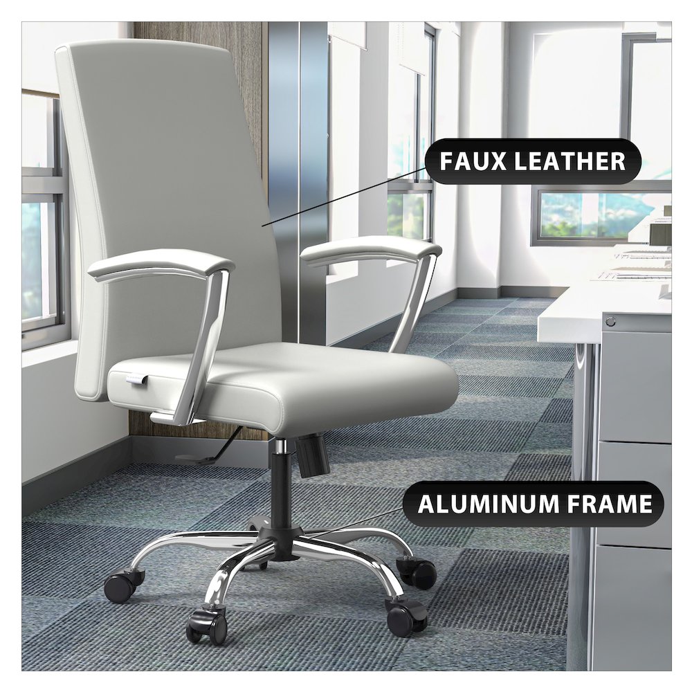 Evander Series Office Chair in White Leather. Picture 12