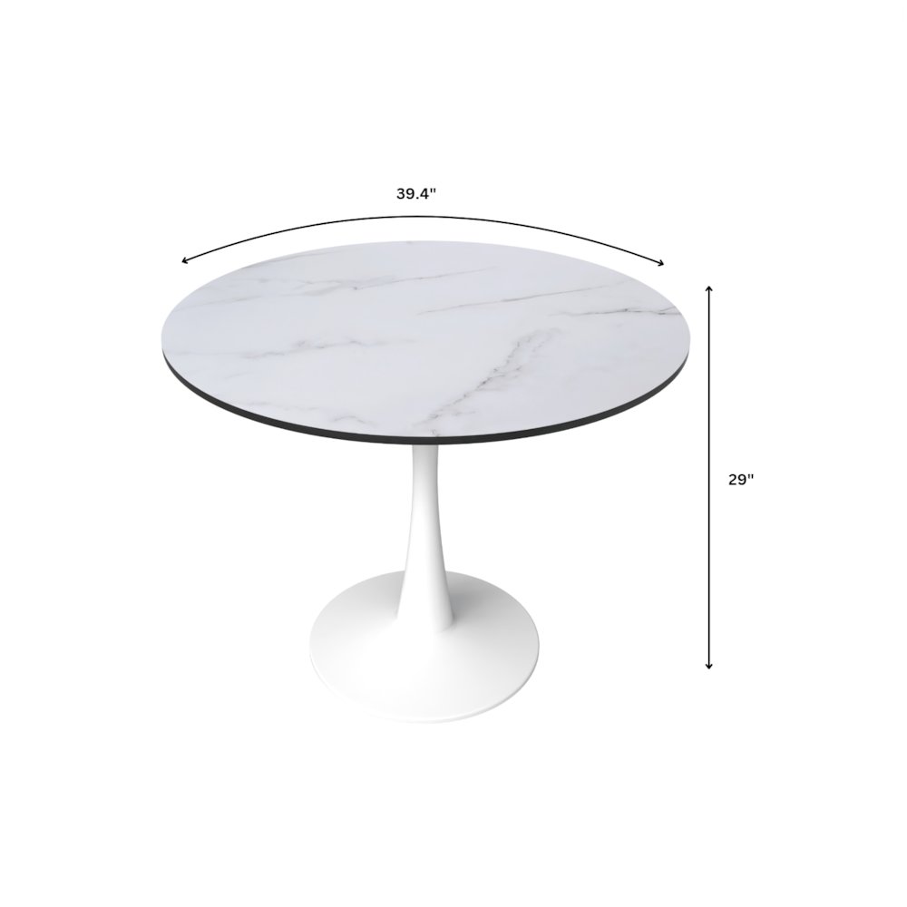 Bristol 40" round dining table White base with marbled MDF top. Picture 19