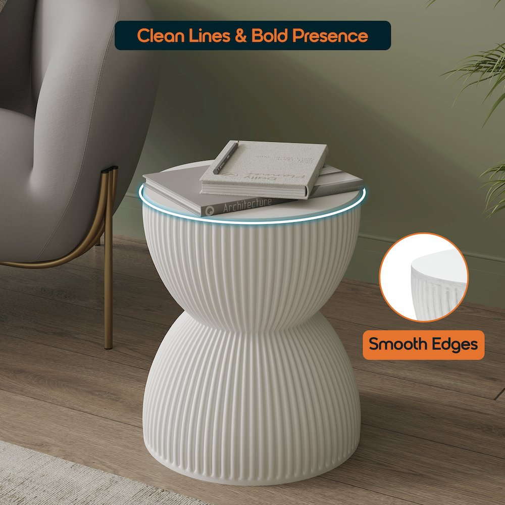 Modern Side End Table Spire Series In White. Picture 8