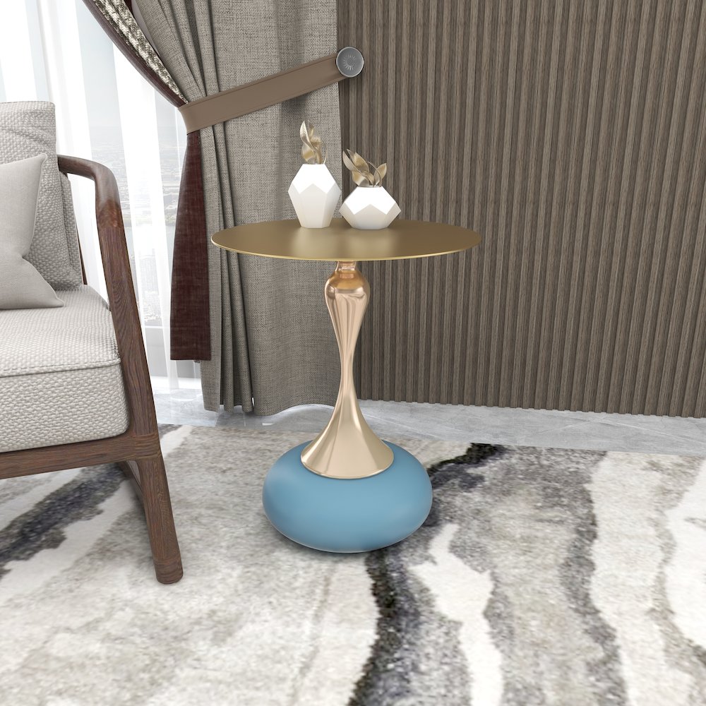 Savoy Collection Modern End Table In Blue. Picture 3