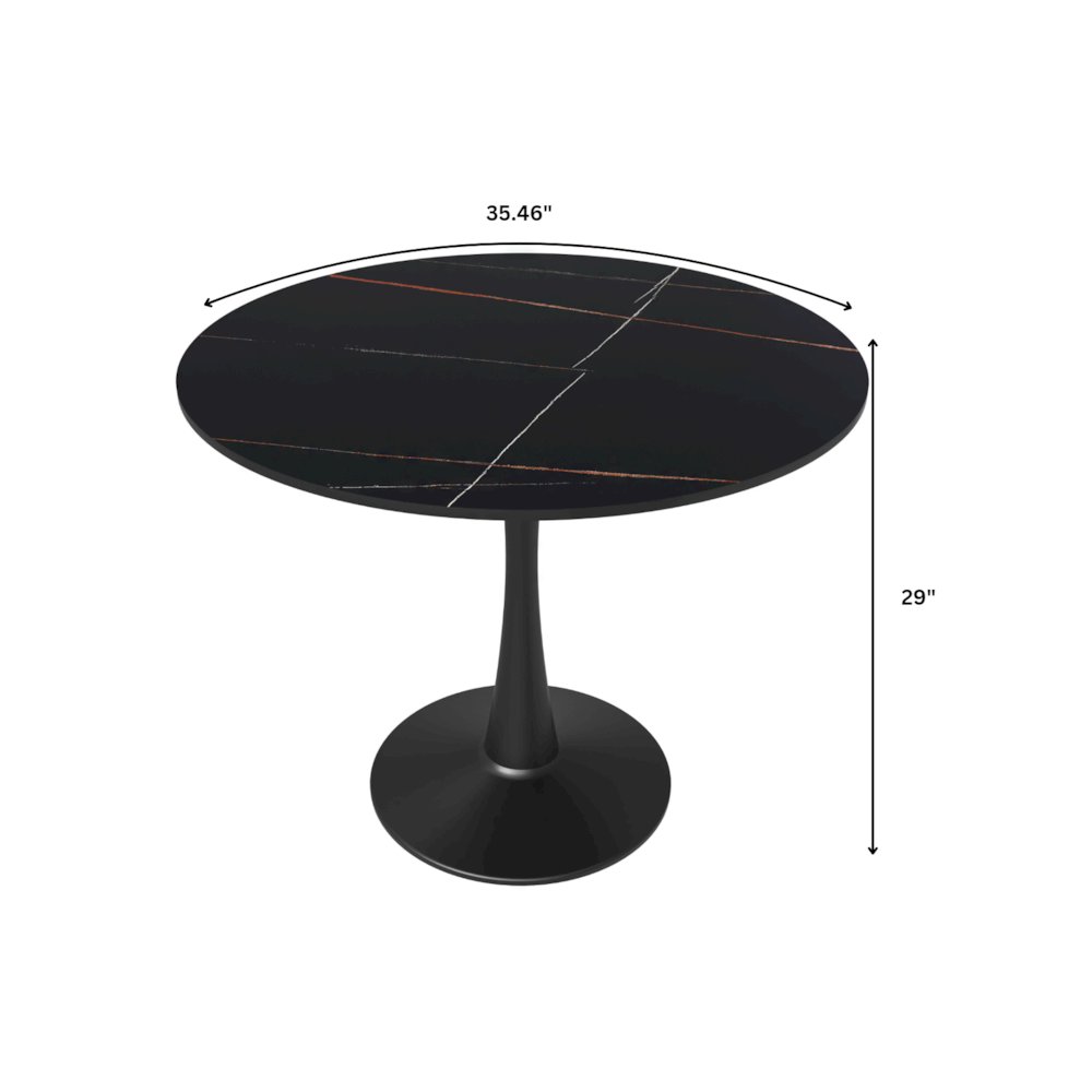 Bristol 35" round dining table Black base with Black Sintered stone Top. Picture 19