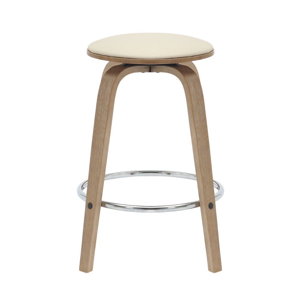 Wooden Counter Stool Pelya Collection Modern Style Washed Walnut color in Taupe. Picture 4