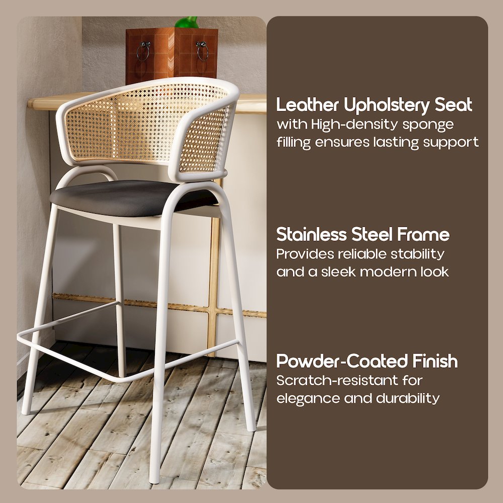 Ervilla Wicker Bar Stool Set of 2. Picture 1
