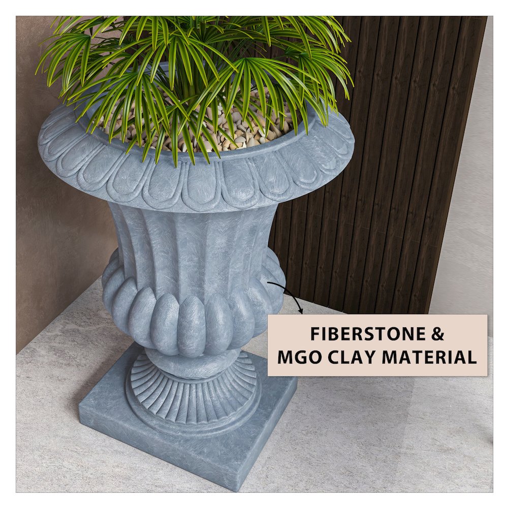 Lotus Series Poly Stone Planter in Aged Concrete, 20 Dia, 28 High. Picture 14