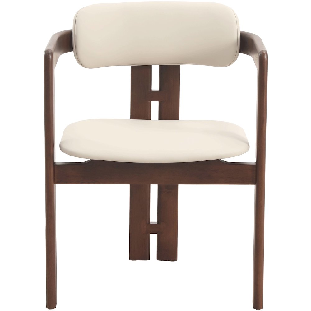 Velo Series Modern Dining Chair in Walnut Color Wood with Toupe Seat. Picture 8