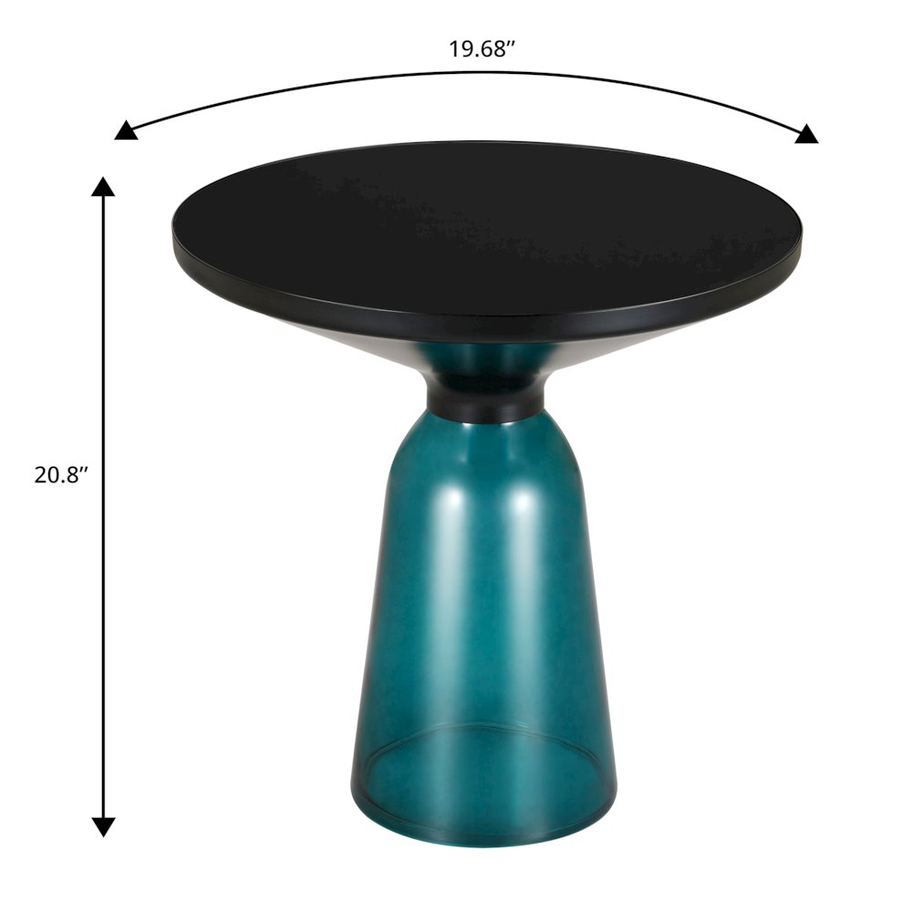 Tully Collection Glass side Table Blue glass, Black Rim with Black Glass top. Picture 16