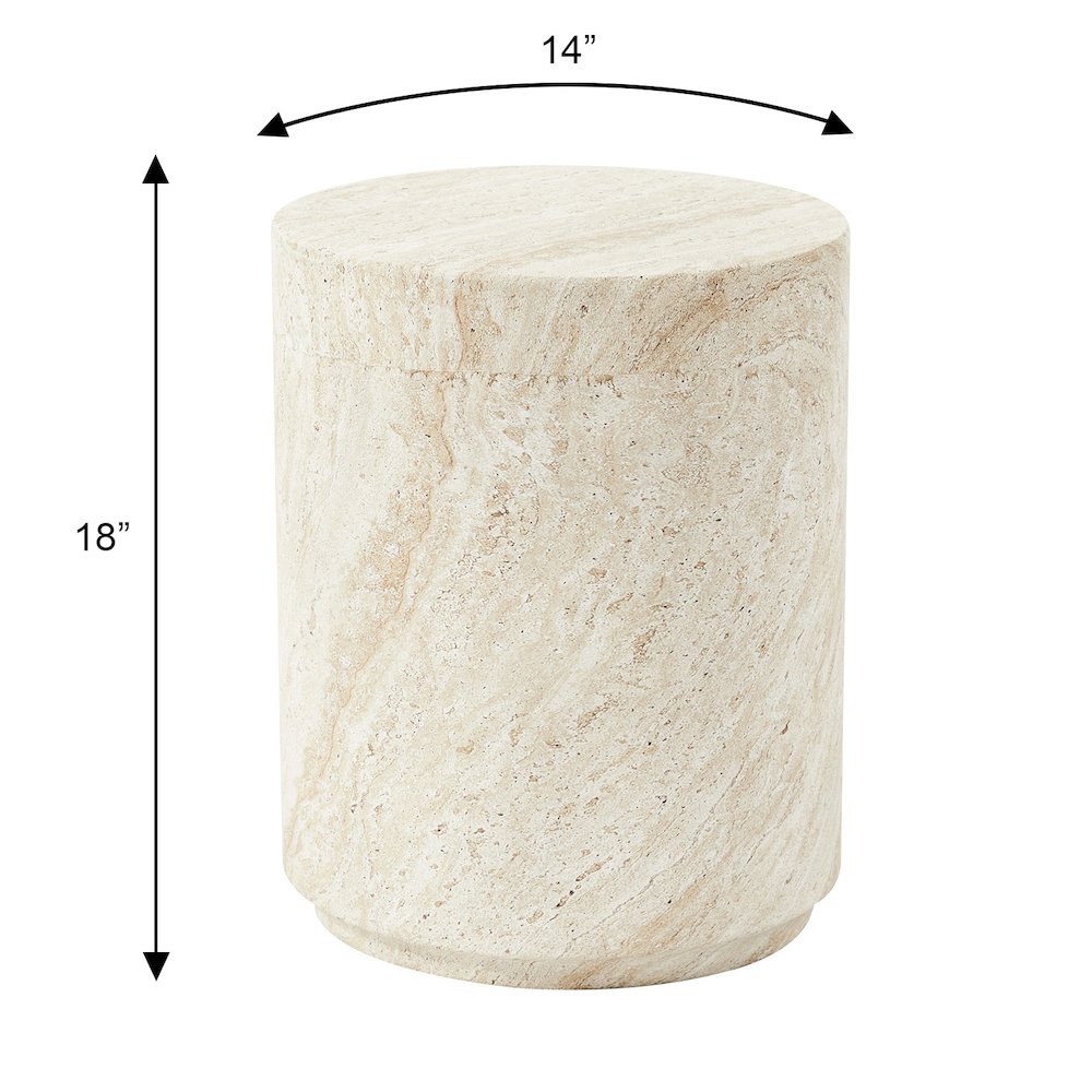 Modern Side End Table Ramble Series In Travertine. Picture 14