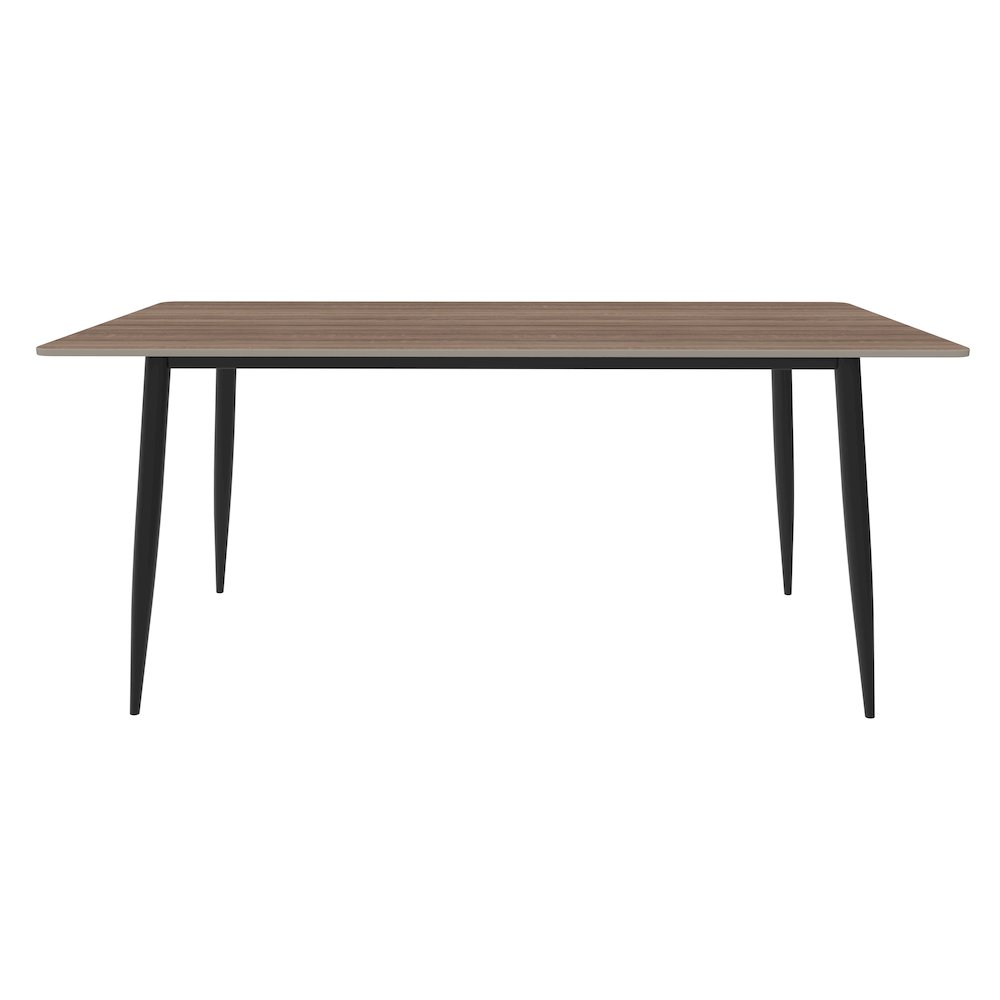 Zayle 55" Rectangle Sintered Stone Dining Table in Red Oak with Black Base. Picture 7