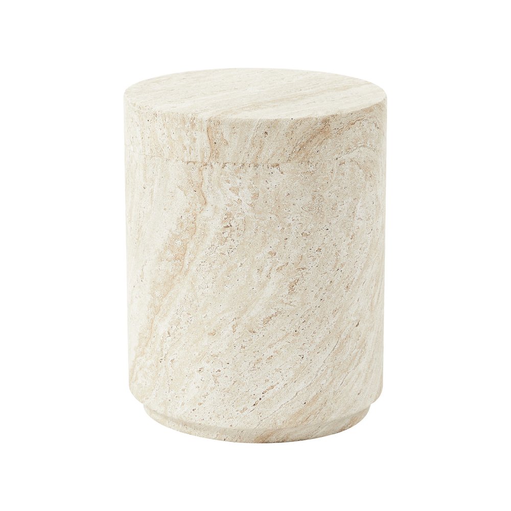 Modern Side End Table Ramble Series In Travertine. Picture 5