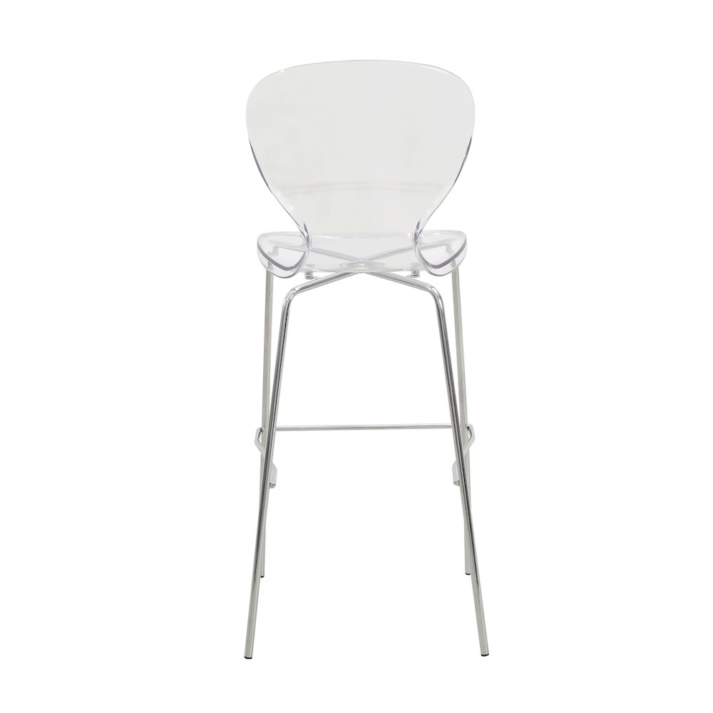 Oyster Acrylic Barstool with Steel Frame in Chrome Finish in Clear. Picture 7