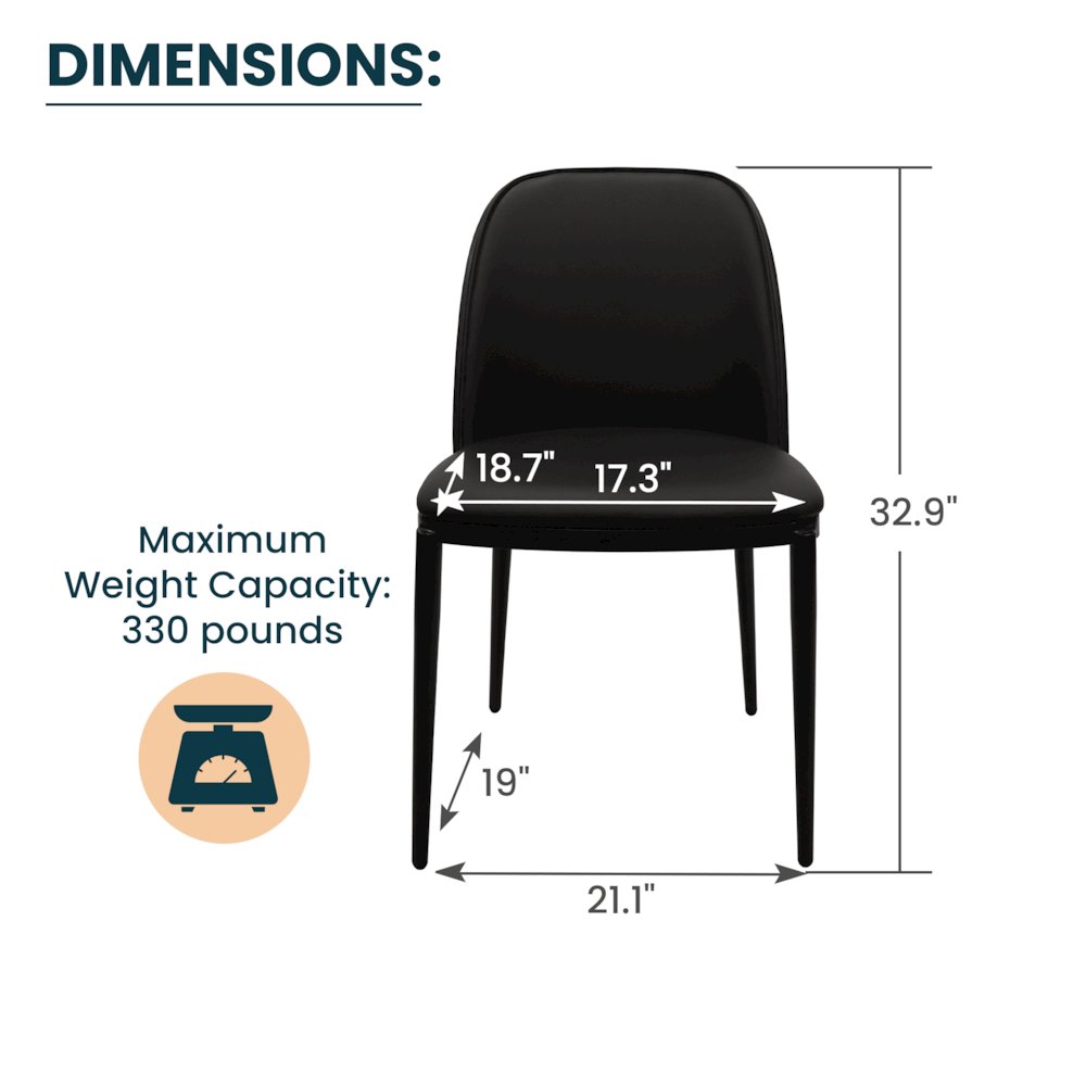 Tule Collection Dining Chair, Black Frame With Black Leather. Picture 14