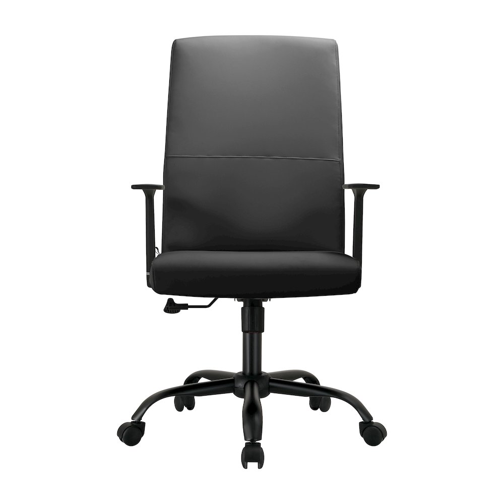 Evander Series Office Guest Chair in Black Leather. Picture 2