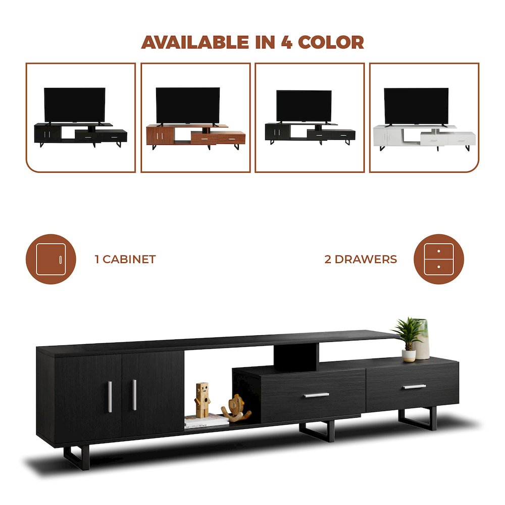 Avery Mid-Century Modern TV Stand with MDF Cabinet and Powder Coated Steel Legs. Picture 27