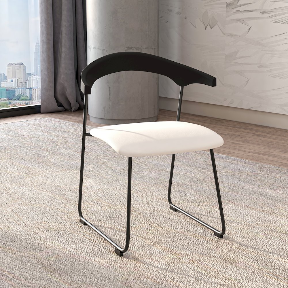 Lyra Collection Modern Chair in Black back and White Seat. Picture 9