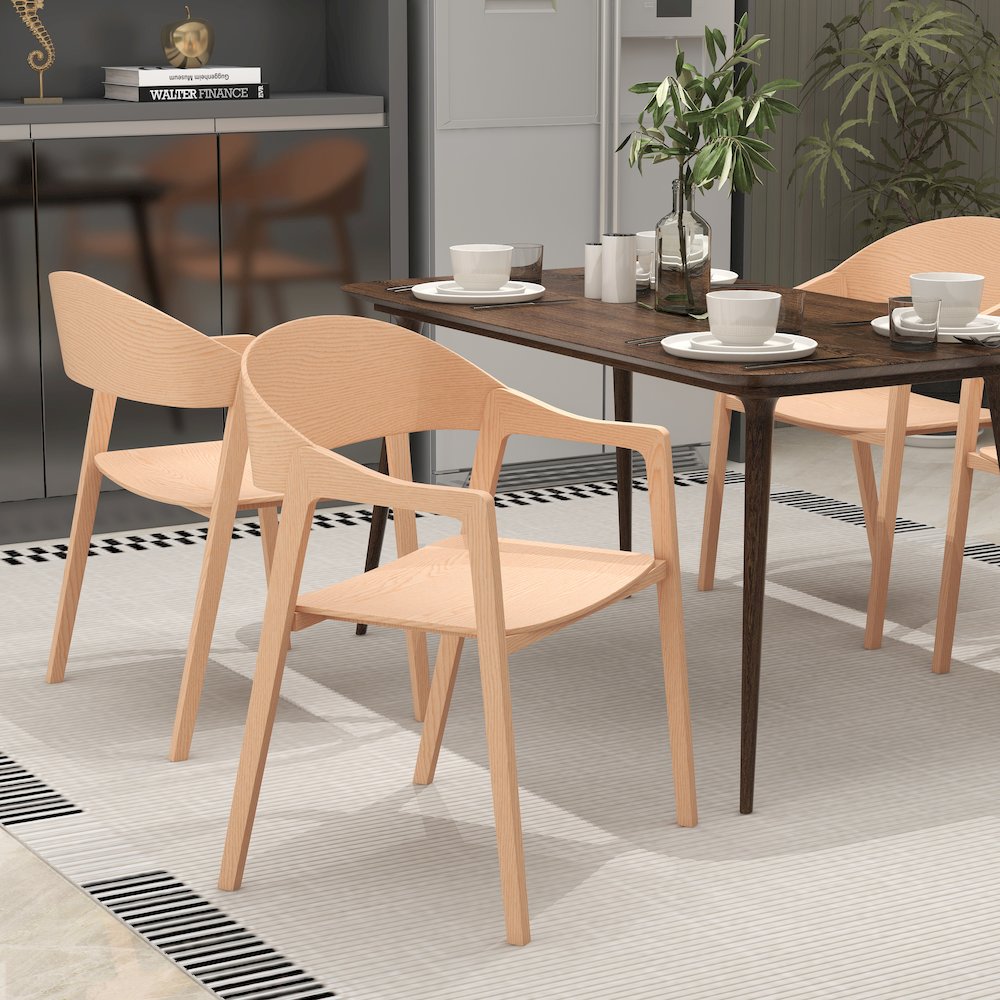 Rivo Collection Elegant Dining Chair in Natural Wood. Picture 2