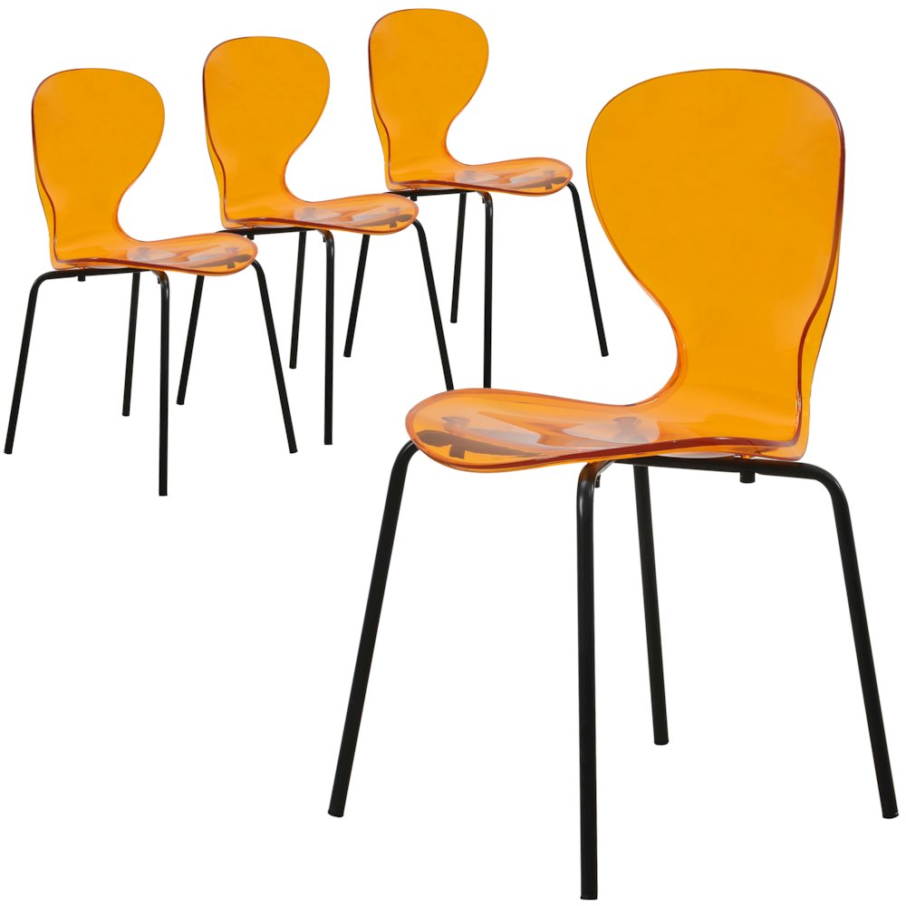 Modern Oyster Transparent Side Chair in Black Base. Picture 2