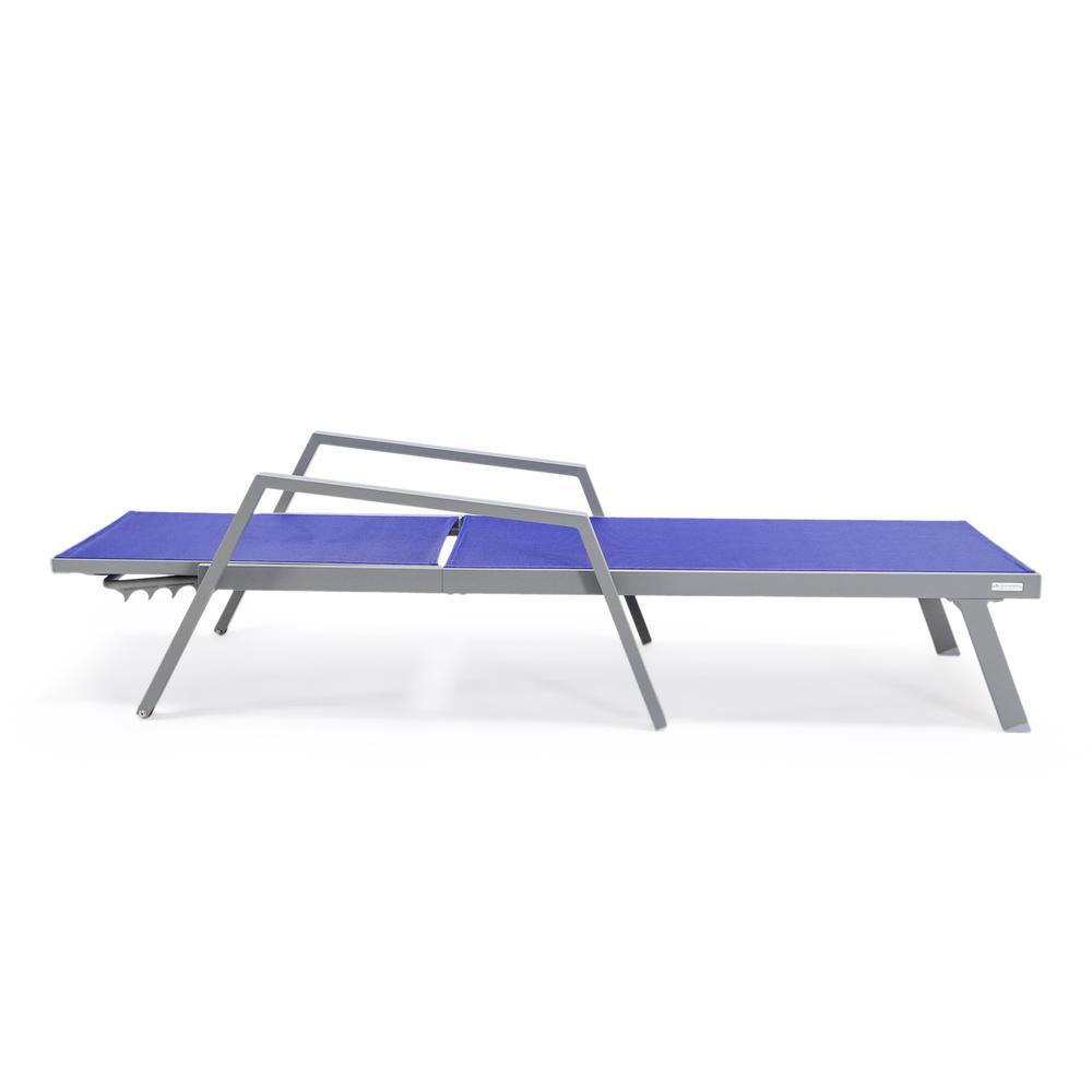 Grey Aluminum Outdoor Patio Chaise Lounge Chair With Arms. Picture 15