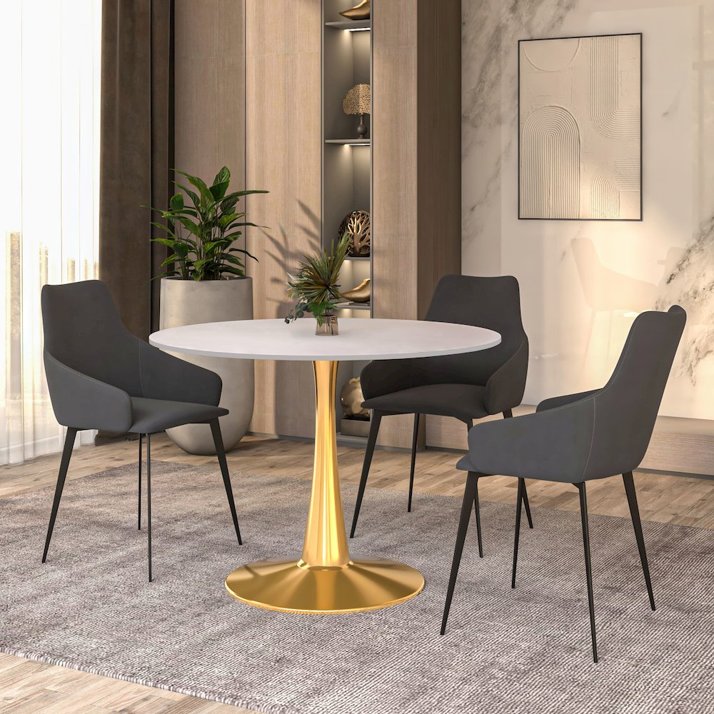 Bristol 40" round dining table Gold Base With White Top. Picture 24